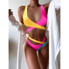 Crissy Crossy Colors Two-piece Bikini set Asymmetric Mid Waist