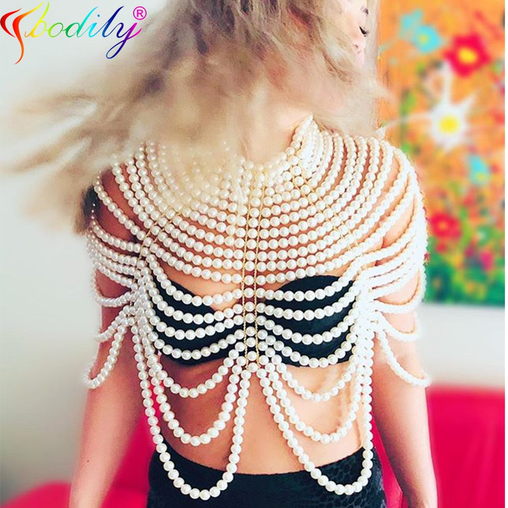 Aurette Pearl-Drape Body Chain Collection Main image