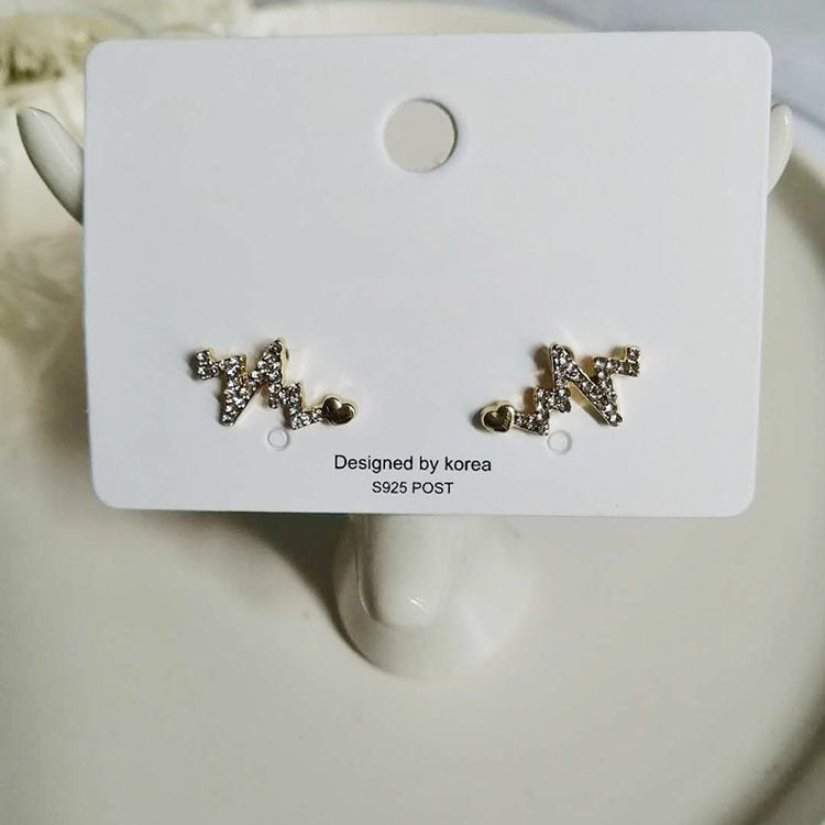 Zeojrlly Geometric Metal Women Classic Stud Earrings Korean Simple Lightning Love Earrings Simple Cute Jewelry