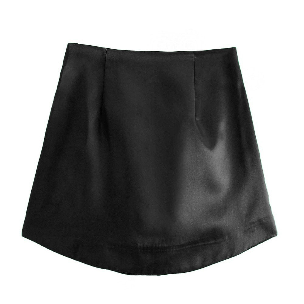 Elara Satin Side-Zip Mini Skirt One-piece