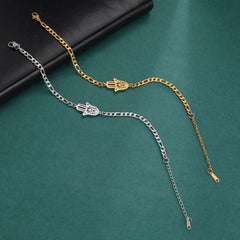 Skyrim Amulet Hamsa Hand of Fatima Bracelets on Hand Gold Color Women&#39;s Bracelet Stainless Steel Islamic Lucky Jewelry Gift 2023