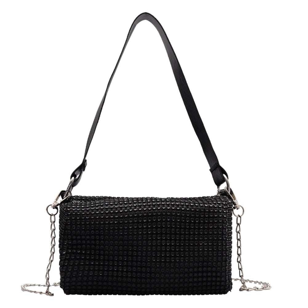 Rhinestone Crossbody Bag Shiny Chain Evening Clutch Shoulder Pouch