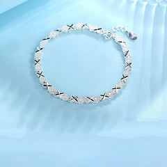 Sterling Silver X Bracelets Zircon Cross Charm Bracelets