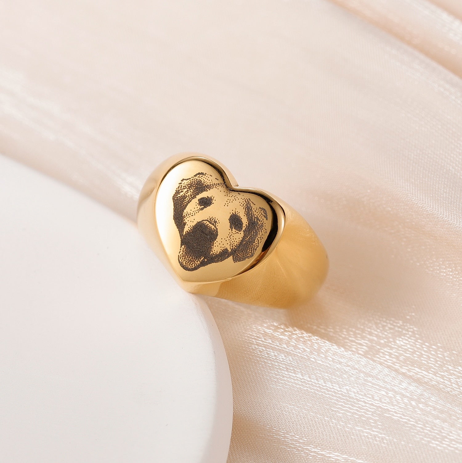 Signet Custom Pet Portrait Ring Personalized Minimalist Rings Gifts for Pets Dog Ring Signet Ring Jewelry Dog Pet Lover Gifts Main image