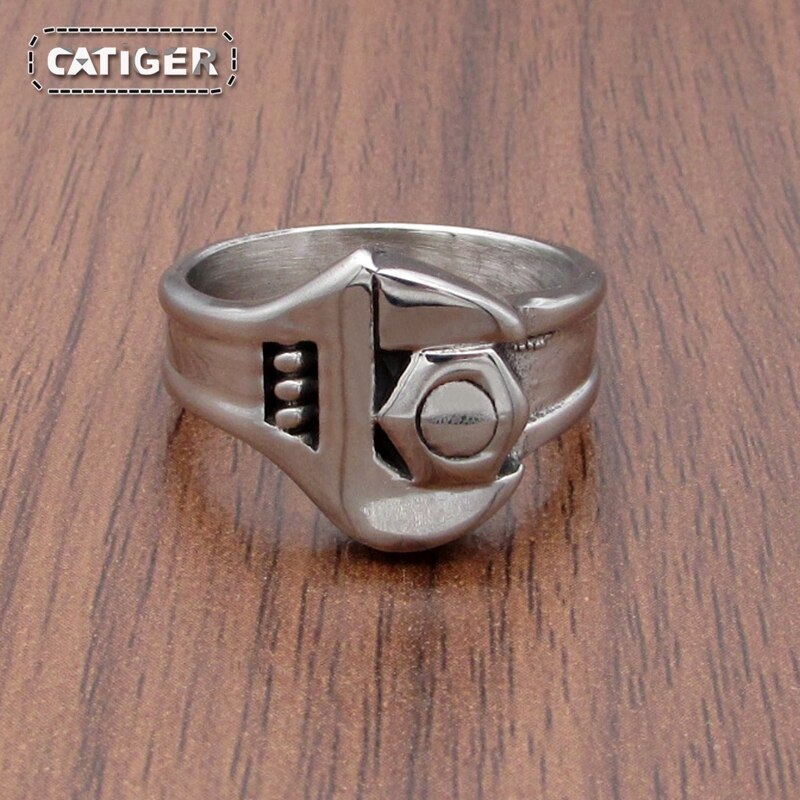 Stainless Steel Biker Mechanic Spanner Wrench Ring
