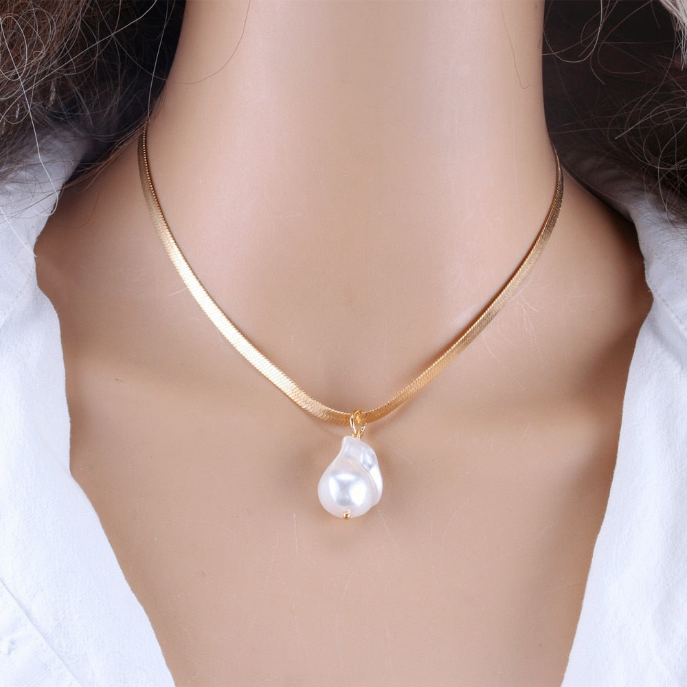 Giselle Layered Pearl Chain Necklace