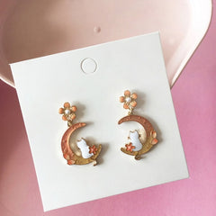 Chinese Style Folding Fan Crane Carp Lotus Asymmetrical Long Tassel Dangle National Style Earrings for Women Jewelry Gift