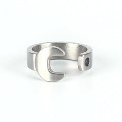 Punk Gothic Wrench Open Ring in Black Stainless Steel