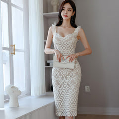 Han Queen Elegant Sexy Lace Pencil Bodycon Dress