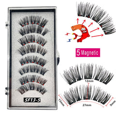 2 Pairs 3D Natural Magnetic Eyelashes ,With 5 Magnetic Lashes Handmade Reusable Magnetic False Eyelashes