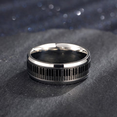 Stainless Steel Men&#39;s Rotatable Piano Pattern Ring Fashion Personality Music Lovers Gift Jewelry Accessories