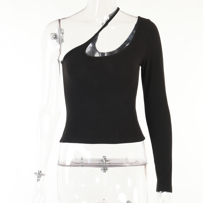 Irregular Straps one sleeve Cropped Top