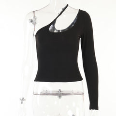 Irregular Straps one sleeve Cropped Top