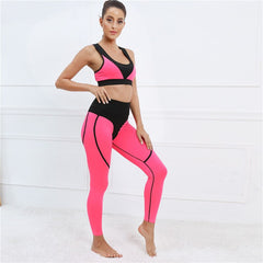 Hamidou Patchwork Yoga Sets 2 Pcs Sportswear Women Gym Sets Female Fitness Sport Suit Padded Sport Bra High Waist Leggings