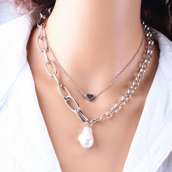 Giselle Layered Pearl Chain Necklace