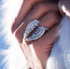 Rhinestone Angel Wings Ring