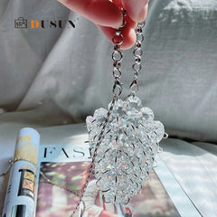 Women&#39;s evening Crystal clutch Beading Shoulder Bag Elegant Mini Hand-woven Clear HandBag Fashion Chains Wedding Crossbody Bags