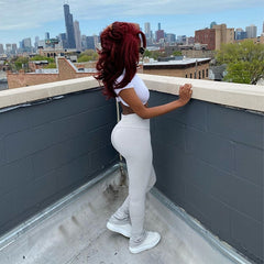 Legging Solid Ruched Stacked High Waist Casual Trousers Pants Jogging