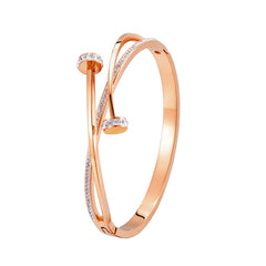 Unique Double Crystal Nail Head Cross Stainless Steel Bracelet