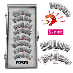 2 Pairs 3D Natural Magnetic Eyelashes ,With 5 Magnetic Lashes Handmade Reusable Magnetic False Eyelashes