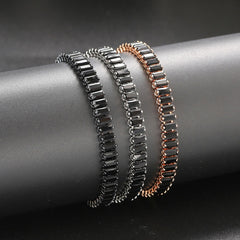 Unique Black Crystal Bangle Rose Gold Color Adjustable Bracelets
