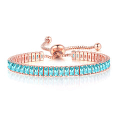 Unique Black Crystal Bangle Rose Gold Color Adjustable Bracelets