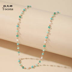 Colorful Bead Chain Choker Necklace