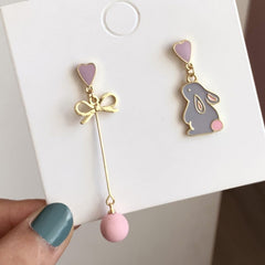 Chinese Style Folding Fan Crane Carp Lotus Asymmetrical Long Tassel Dangle National Style Earrings for Women Jewelry Gift
