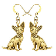 WEVENI Alloy Antique Gold Plated Sweet Chihuahua Dogs Earrings Drop Dangle Lovely Pets Animals Jewelry Charm Gift For Women Girl