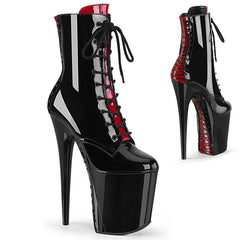 Pole Dance Shoes Platform Stripper Ankle Boots High Heels Gothic Fetish Queen Black Lacing Red