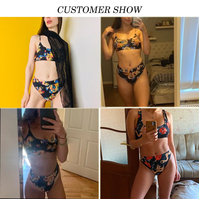 Dragon printed sexy bikini