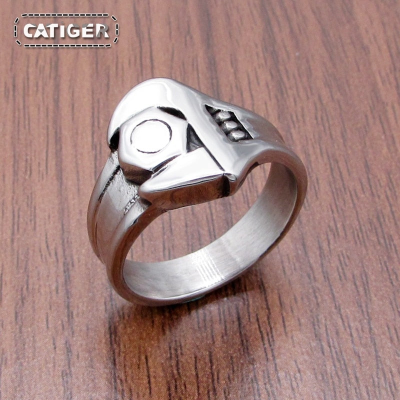 Stainless Steel Biker Mechanic Spanner Wrench Ring
