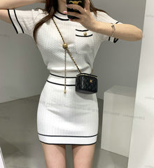 Buttons O-Neck Short-Sleeve Knitting Shirt+Mini Skirt 3-Piece Set Women&#39;s Sweater Cardigan Summer Fall 2021 New Korea Sweet Suit
