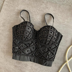 Full Beading  Female Corset Top Camis Tops Nightclub Sexy Short Chest Binder Camisole Women Mujer Push Up Tube Bra Debardeur