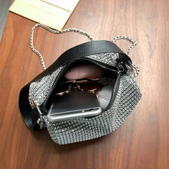 Rhinestone Crossbody Bag Shiny Chain Evening Clutch Shoulder Pouch