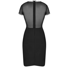 Ocstrade Vestido Bandage 2020 New Fashion Pearl Embellished Mesh Black Bandage Dress Bodycon Celebrity Evening Party Club Dress