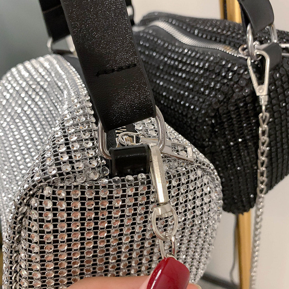 Rhinestone Crossbody Bag Shiny Chain Evening Clutch Shoulder Pouch