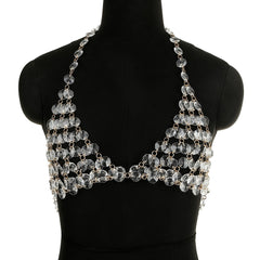Acrylic Decoration Halter Bra For Women&#39;s Sexy Chest Chain Gothic Backless Body Chain Fashion Nightclub DJ Body Chain Jewelry