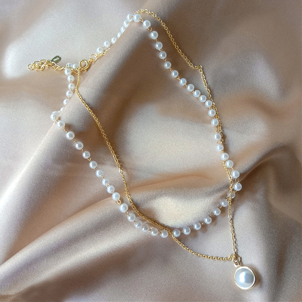 Beads Neck Chain Pearl Choker Necklace