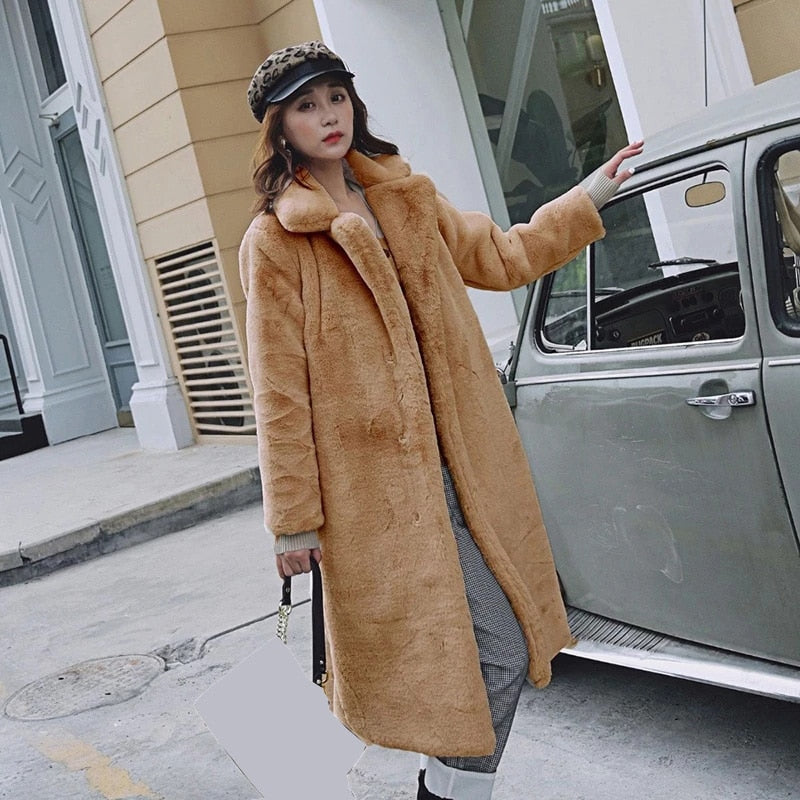 Aurelia Longline Faux-Fur Belted Coat One-piece