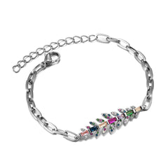 Luxury Classic Maple Leaf Zircon Bracelets Stainless Steel