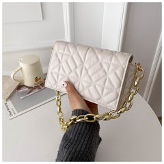 Plaid Shoulder Bag Thick Chain Underarm Handbags And Purses Crossbody