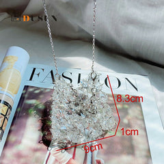 Women&#39;s evening Crystal clutch Beading Shoulder Bag Elegant Mini Hand-woven Clear HandBag Fashion Chains Wedding Crossbody Bags