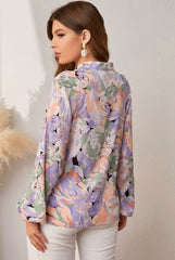 gillian lantern sleeves Floral printed women shirt elegant shirts