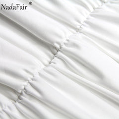 Nadafair Mini Sexy Dresses Ruched Halter Party Night Backless Bandage Bodycon Club Summer Dresses Women 2020