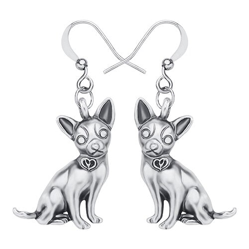 WEVENI Alloy Antique Gold Plated Sweet Chihuahua Dogs Earrings Drop Dangle Lovely Pets Animals Jewelry Charm Gift For Women Girl