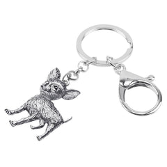 WEVENI Halloween Alloy Antique Gold Plated Chihuahua Keychains Cute Animal Keyring Jewelry For Women Kids Classic Gift Accessory