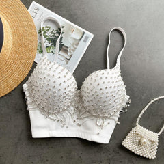 Diamonds Corset Top Women Tank Top Nightclub Sexy Chest Femme Binder Camisole Mujer Debardeur Push Up Camisole Tube Top Bustiers