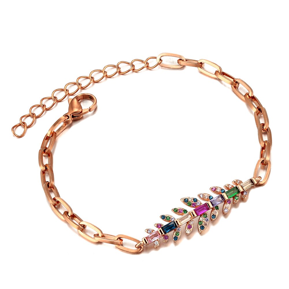 Luxury Classic Maple Leaf Zircon Bracelets Stainless Steel