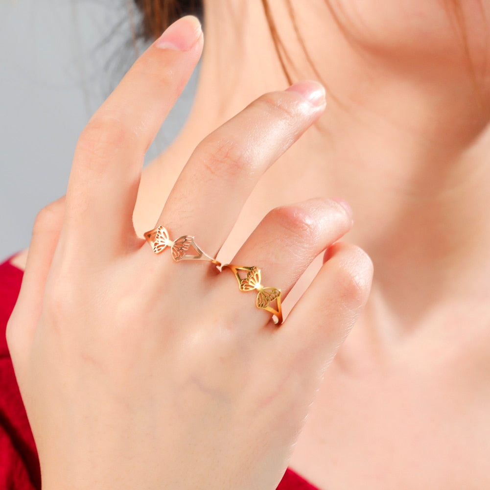 Mariposa Cutout Butterfly Stainless Steel Ring